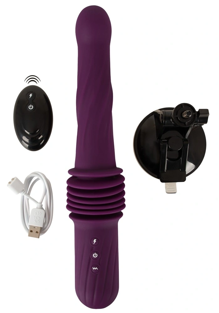 Vibrator RC Warming Fucking Machine, Remote Control, Functii Impingere, Vibratii si Incalzire, Ventuza Detasabila, Silicon, Mov, #6, Erotic24.ro