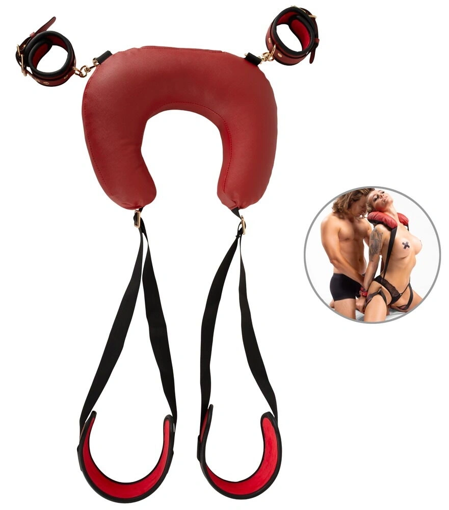 Sistem Retinere Bad Kitty, Catuse-Perna Gat-Prindere Coapse, Negru/Rosu, #6, Erotic24.ro