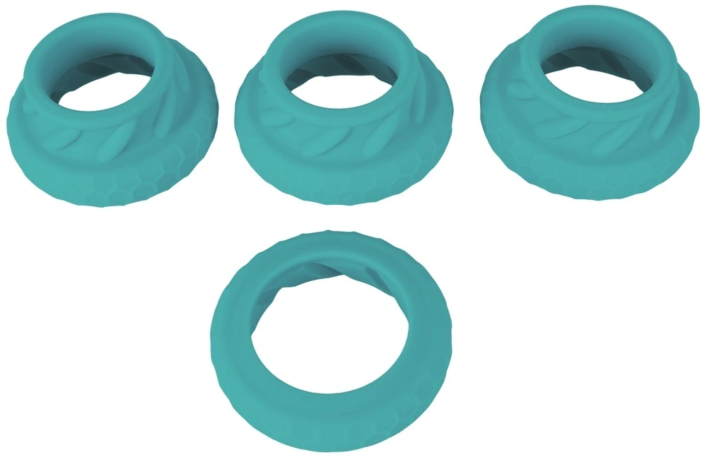 Set 4 Inele pentru Penis si Testicule, Silicon Lichid, Verde, Nr. 3, Erotic24.ro