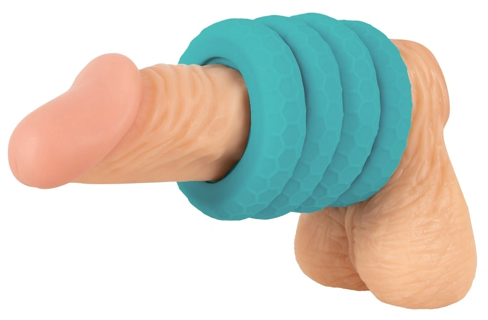 Set 4 Inele pentru Penis si Testicule, Silicon Lichid, Verde, Nr. 8, Erotic24.ro