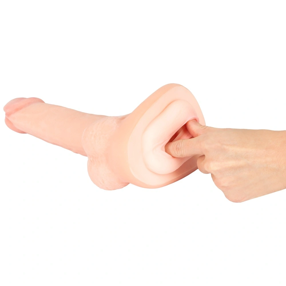Jucarie 3 in 1, Prelungitor Penis, Dildo, Masturbator, TPE, Natural, 31 cm, #6, Erotic24.ro