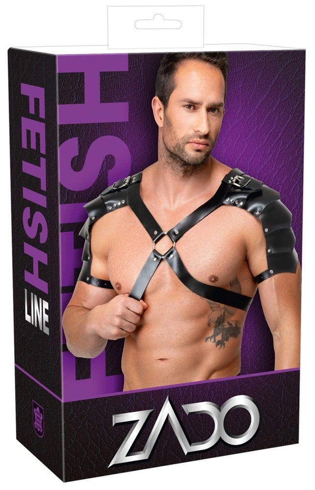 Harness Barbati din Piele Naturala cu Accesorii metalice, Negru, S-L, #6, Erotic24.ro