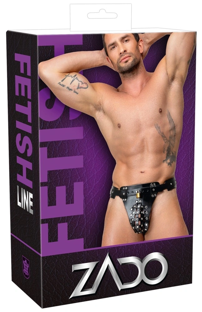 Bikini Jockstrap de Castitate din Piele Naturala, Negru, #8, Erotic24.ro