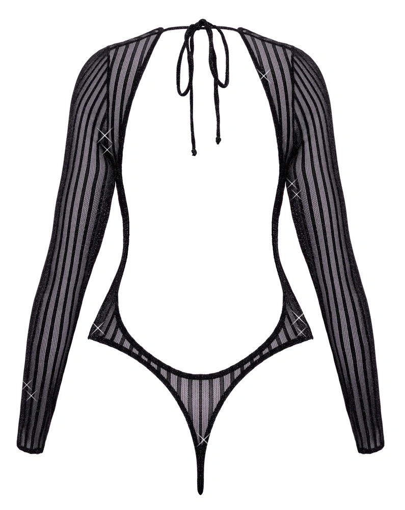 Body Sexy Fantasy cu Spatele Gol si Maneci Lungi, Negru, S-L, Nr. 4, Erotic24.ro