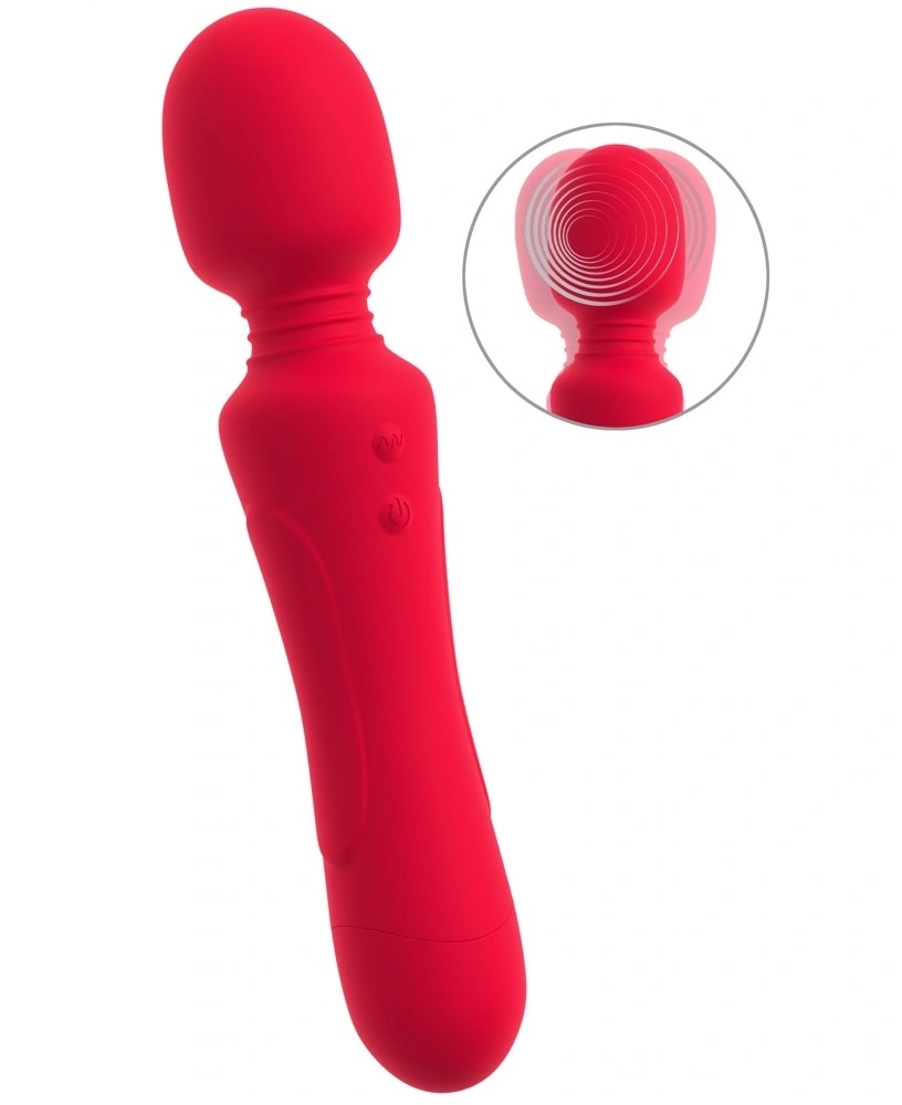 Vibrator Super Powerful Wand, 10 Moduri Vibratii, Silicon, USB, Rosu, 24.5 cm, #1, Erotic24.ro