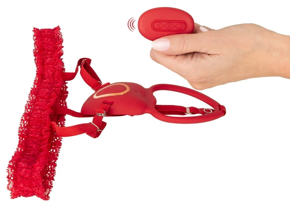 Vibrator Lay-on, Remote Control, 10 Moduri Vibratii, Silicon, USB, Rosu, #6, Erotic24.ro