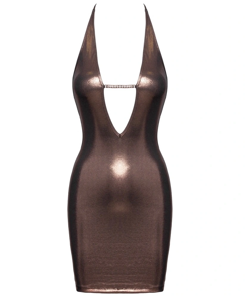 Rochie Mini cu Strasuri Stralucitoare si Bikini, Bronz, M, #3, Erotic24.ro