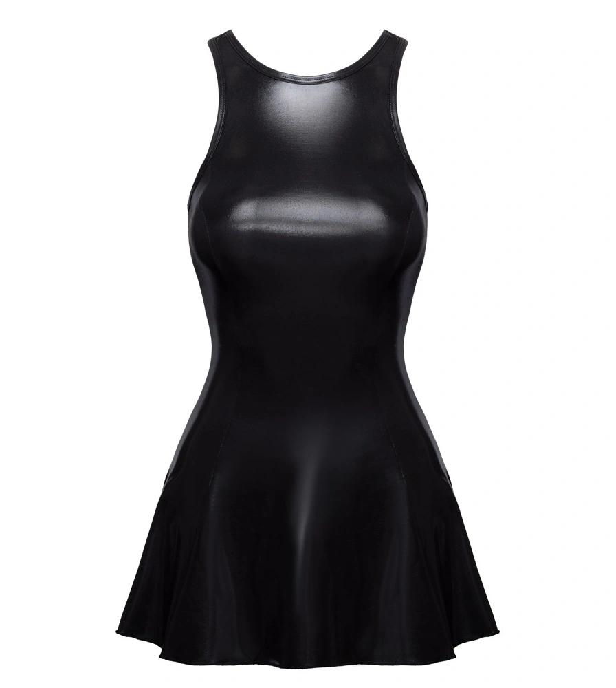 Rochie Mini din Material Lucios, Negru, M, Nr. 4, Erotic24.ro
