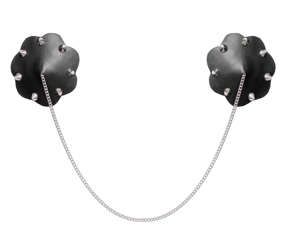 Acoperitoare pentru Sfarcuri cu Lant Bad Kitty, Piele Ecologica, Negru, #3, Erotic24.ro