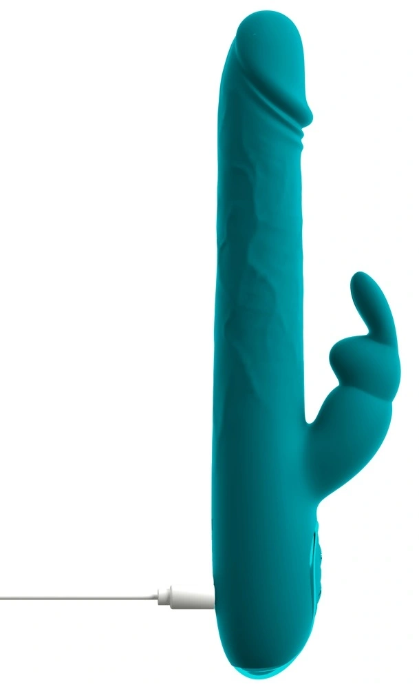 Vibrator Rabbit Wiggling, 3 Motoare, Silicon, USB, Verde, 22.5 cm, Nr. 10, Erotic24.ro