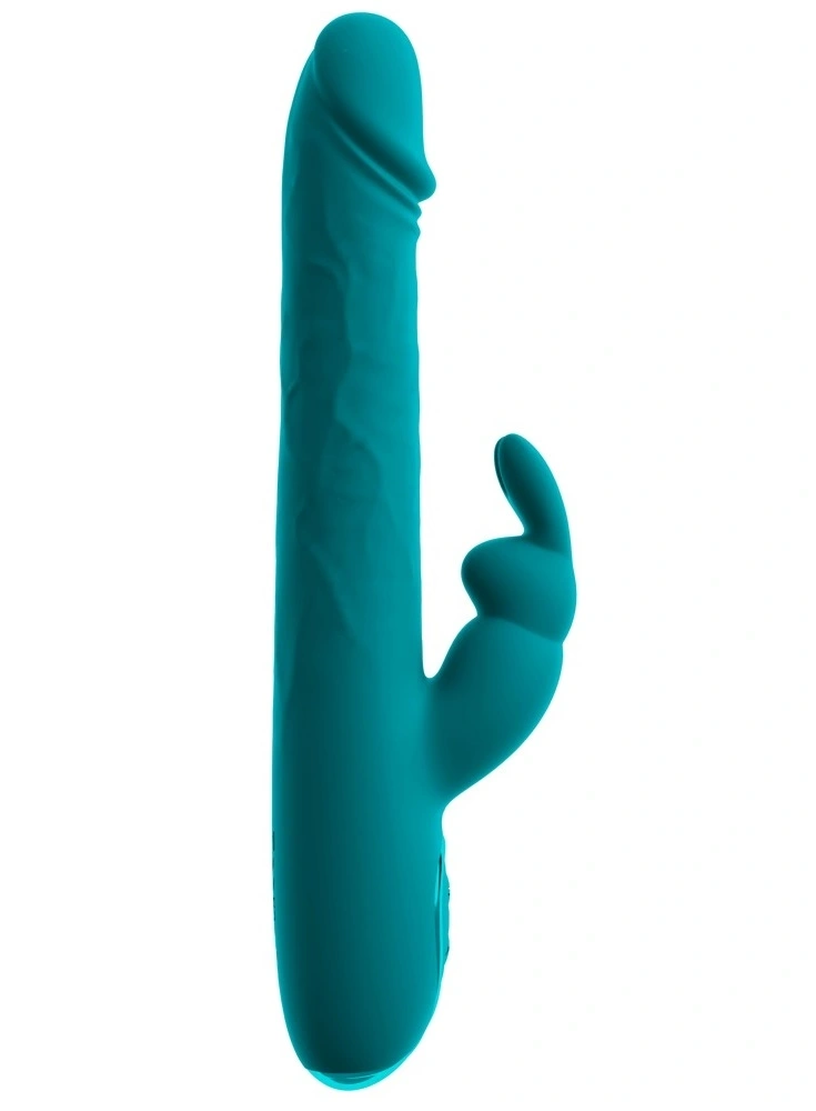 Vibrator Rabbit Wiggling, 3 Motoare, Silicon, USB, Verde, 22.5 cm, Nr. 3, Erotic24.ro