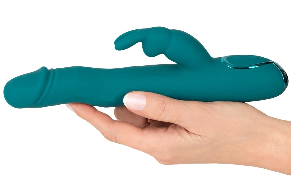 Vibrator Rabbit Wiggling, 3 Motoare, Silicon, USB, Verde, 22.5 cm, Nr. 5, Erotic24.ro