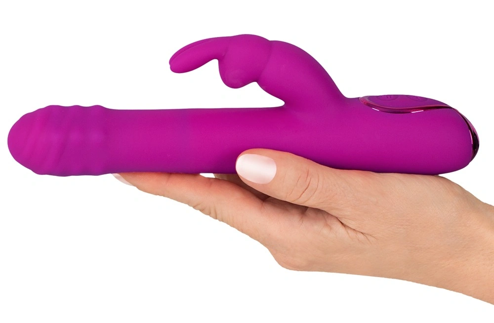 Vibrator Rabbit cu Rotatii si Impingere, Silicon, USB, Fucsia, 22.2 cm, #6, Erotic24.ro