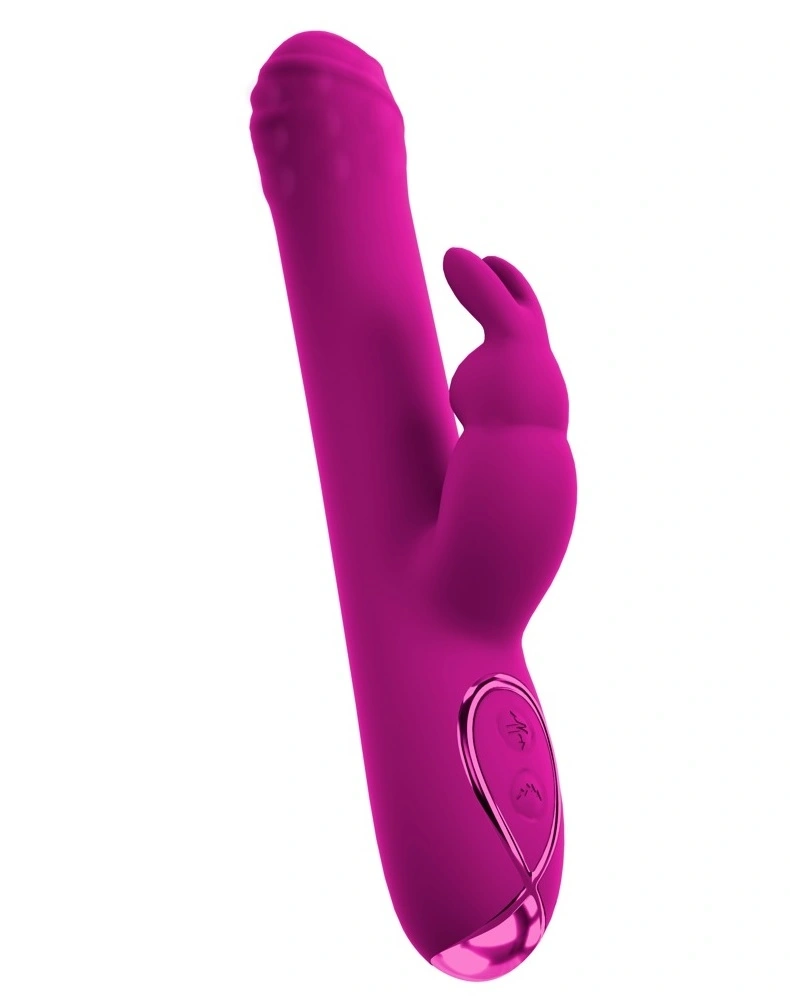 Vibrator Rabbit cu Rotatii si Impingere, Silicon, USB, Fucsia, 22.2 cm, #4, Erotic24.ro