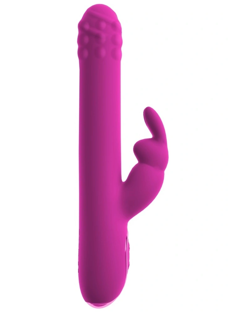 Vibrator Rabbit cu Rotatii si Impingere, Silicon, USB, Fucsia, 22.2 cm, #3, Erotic24.ro