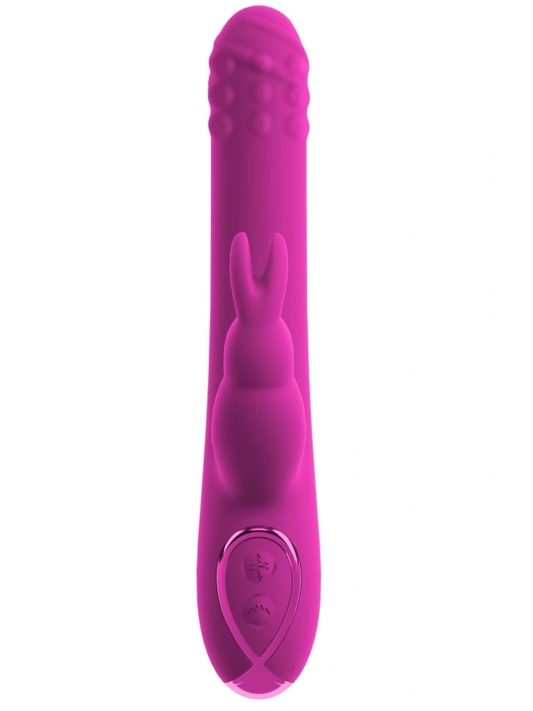 Vibrator Rabbit cu Rotatii si Impingere, Silicon, USB, Fucsia, 22.2 cm, #2, Erotic24.ro