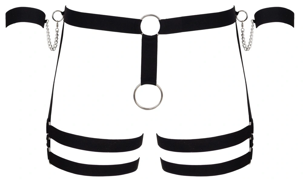 Harness Barbati cu Catuse si Inel Penis, Negru, S/M, #6, Erotic24.ro