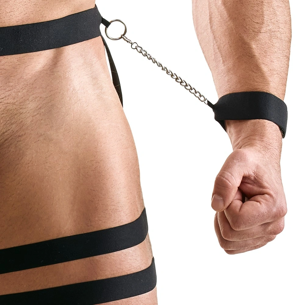 Harness Barbati cu Catuse si Inel Penis, Negru, S/M, #4, Erotic24.ro