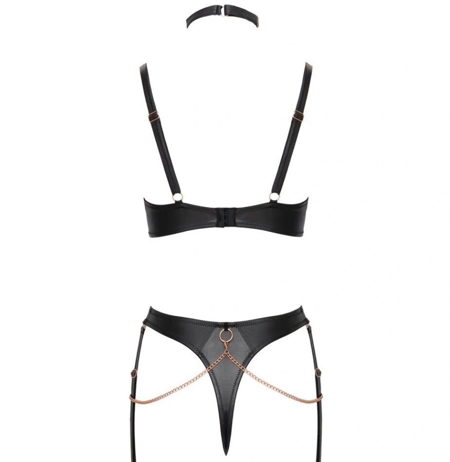 Set Lenjerie 2 Piese din Plasa si Wetlook, Negru, S, #5, Erotic24.ro