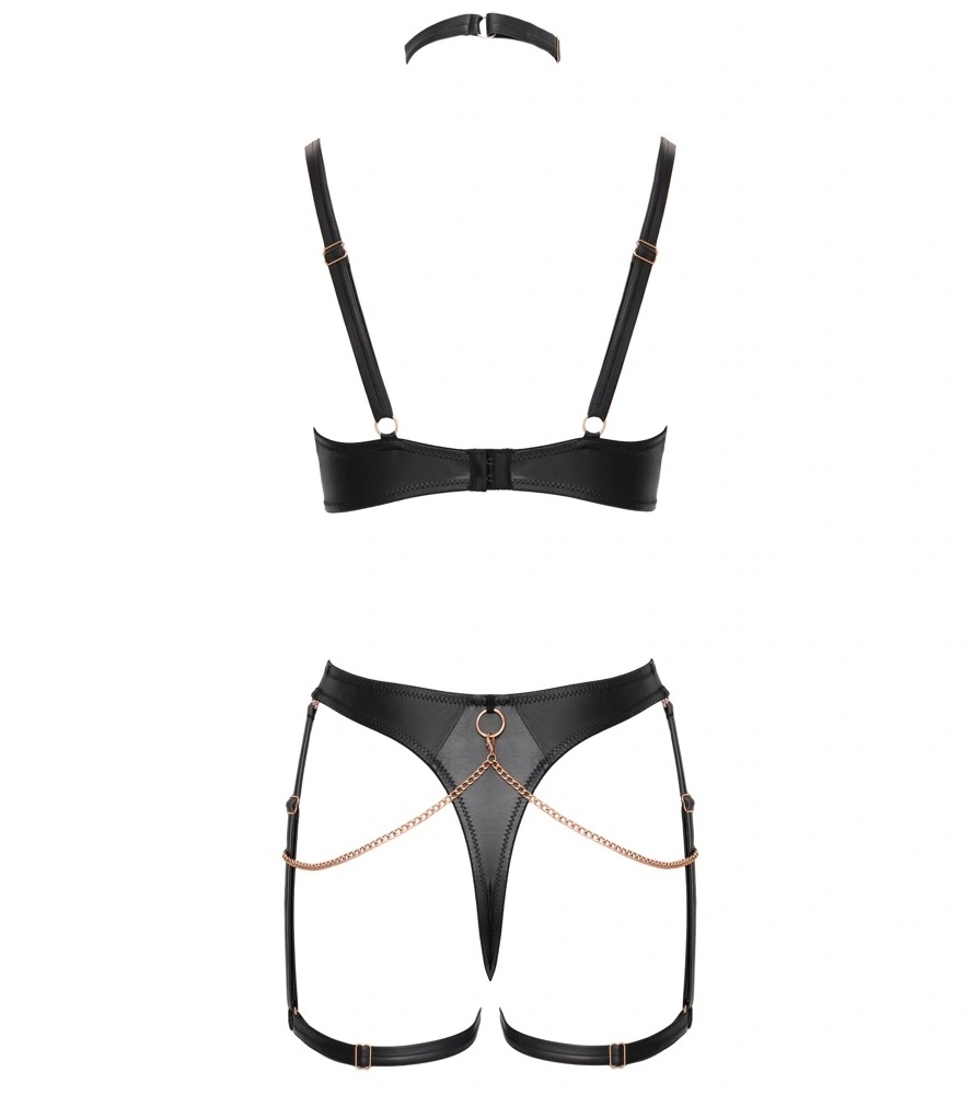 Set Lenjerie 2 Piese din Plasa si Wetlook, Negru, M, #4, Erotic24.ro