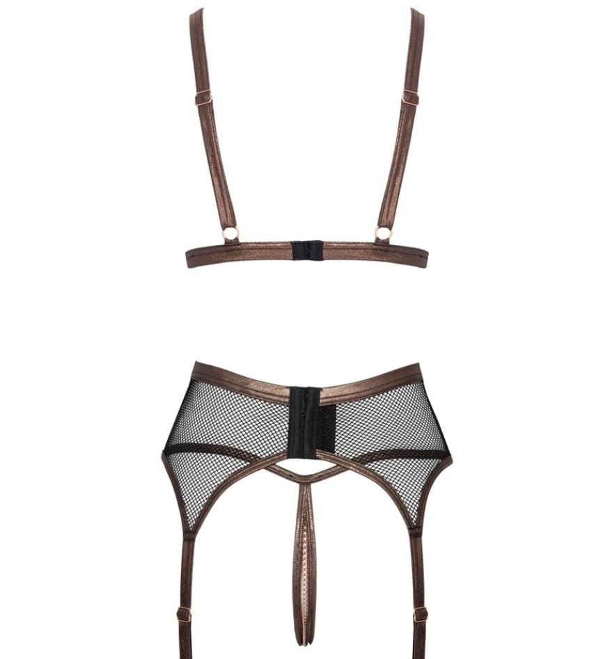 Set Lenjerie 3 Piese din Plasa cu Lanturi, Negru, S, #5, Erotic24.ro