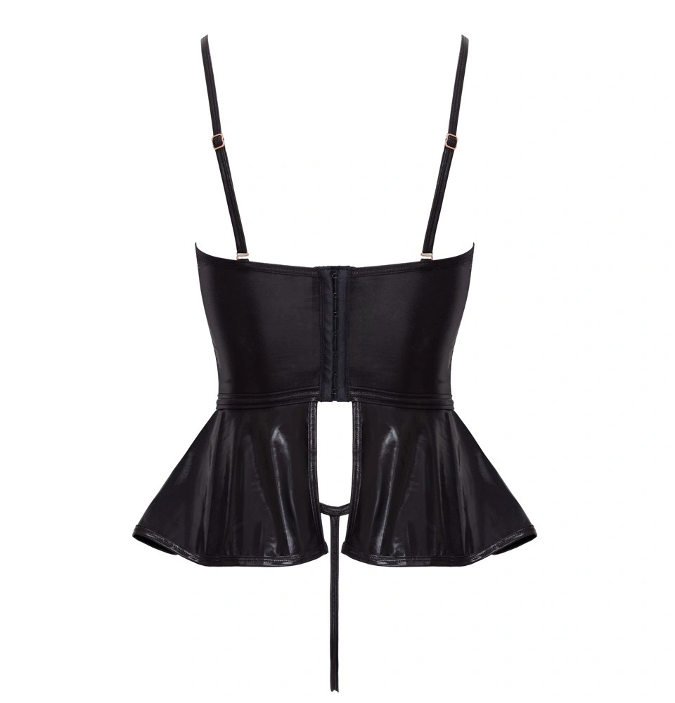 Set Lenjerie 2 Piese Top si Bikini Crotchless, Negru, S, Nr. 4, Erotic24.ro