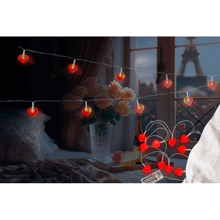 Instalatie Led cu 10 Inimioare Rosii, 165 cm, #3, Erotic24.ro