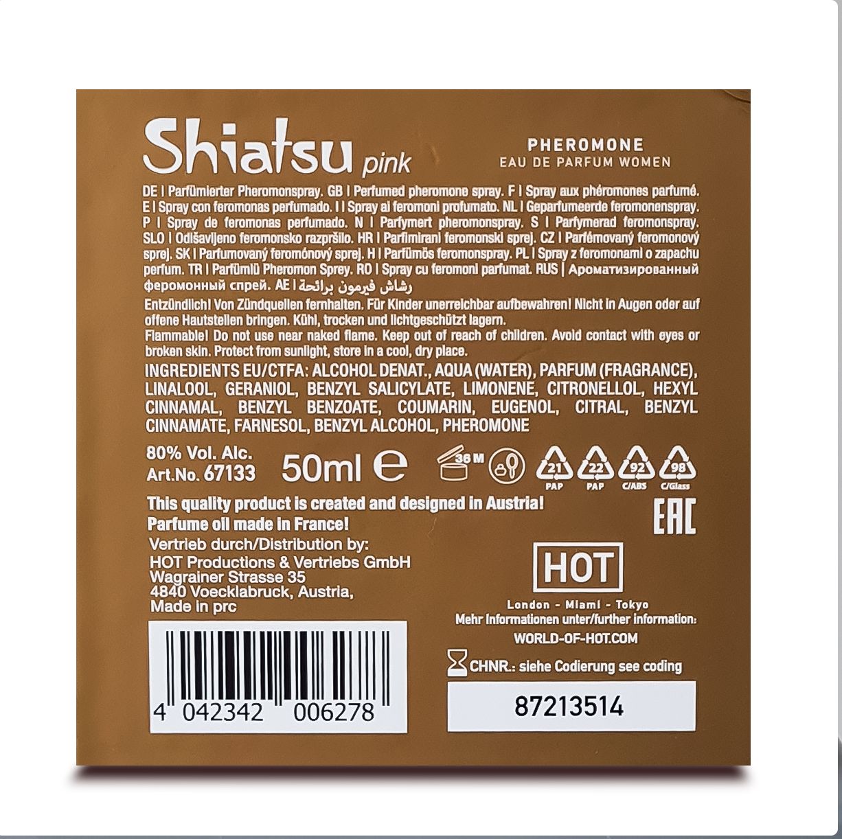 Parfum cu Feromoni pentru Femei SHIATSU Pink 50 ml, Nr. 6, Erotic24.ro