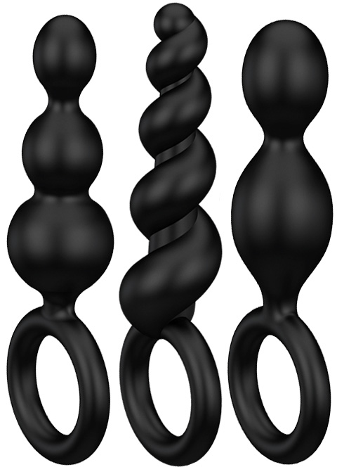 Set 3 Dopuri Anale Satisfyer Silicone Black, #2, Erotic24.ro