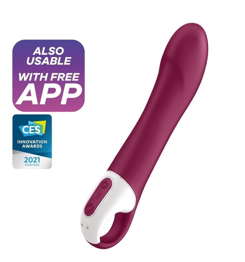 Vibrator Punctul G cu Incalzire Big Heat Bluetooth Control Free App Silicon USB 22 cm