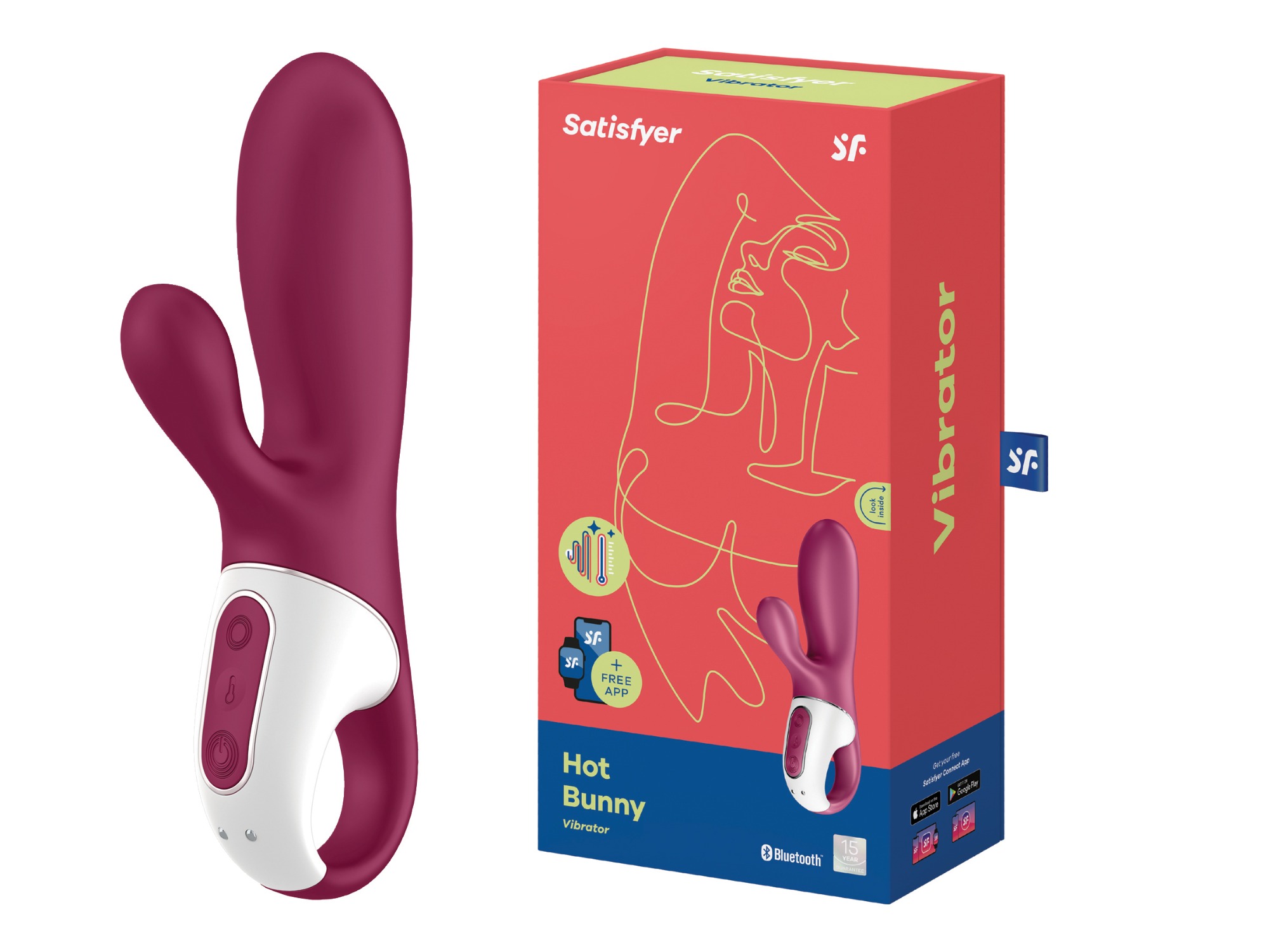 Vibrator Rabbit cu Incalzire Hot Bunny Blueooth Control Free App Silicon USB 17 cm, Nr. 5, Erotic24.ro