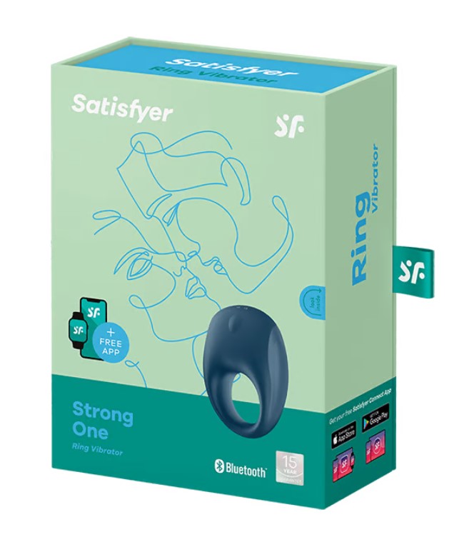 Inel Penis Strong One, 10 Moduri Vibratii, Silicon, USB, IPX 7, Free App, Albastru , #7, Erotic24.ro