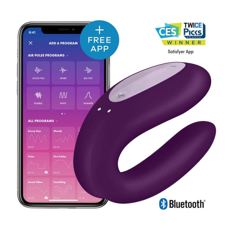 Vibrator Cuplu Double Joy Satisfyer Free App Purple