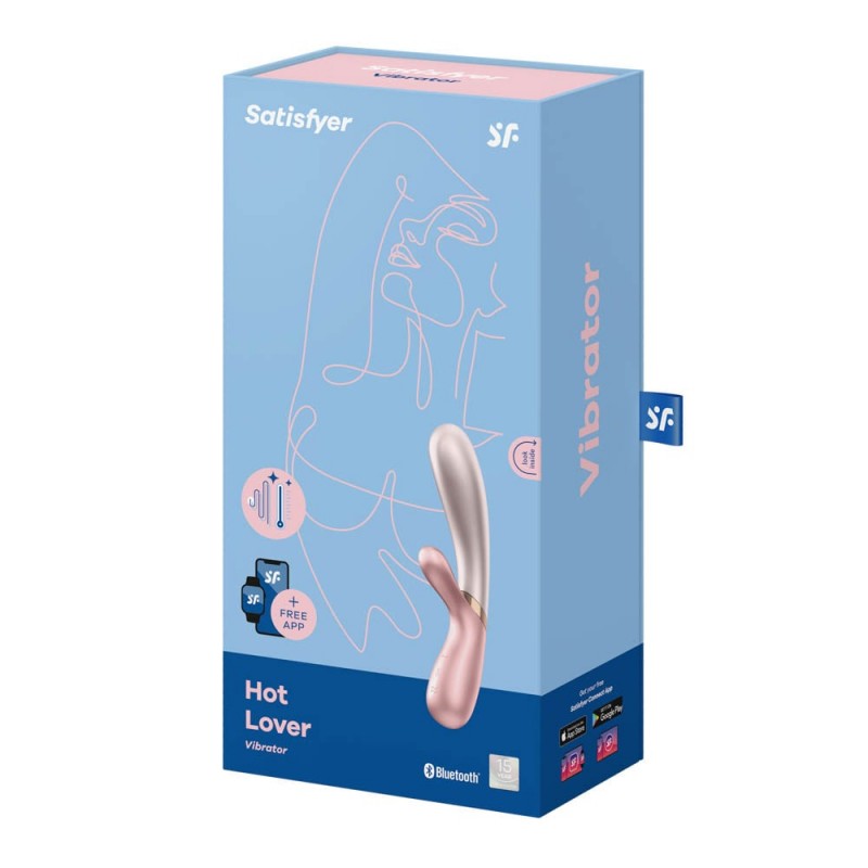 Vibrator Rabbit Hot Lover Heat Silicon Roz 19.9 cm Free App , Nr. 6, Erotic24.ro