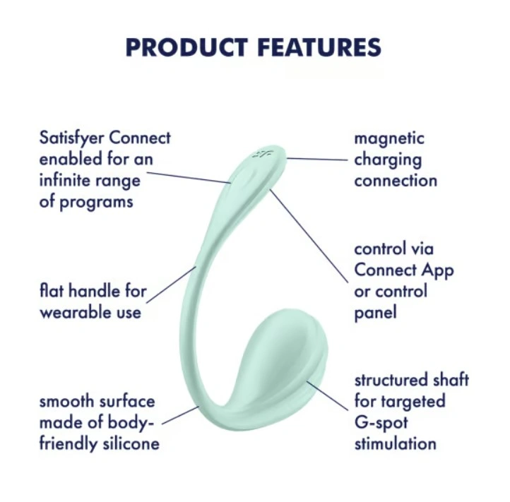 Ou Vibrator Smooth Petal Satisfyer Free App, Silicon, Verde, 23 cm, #4, Erotic24.ro