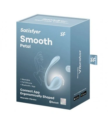 Ou Vibrator Smooth Petal Satisfyer Free App, Silicon, Albastru Deschis, 23 cm, #5, Erotic24.ro