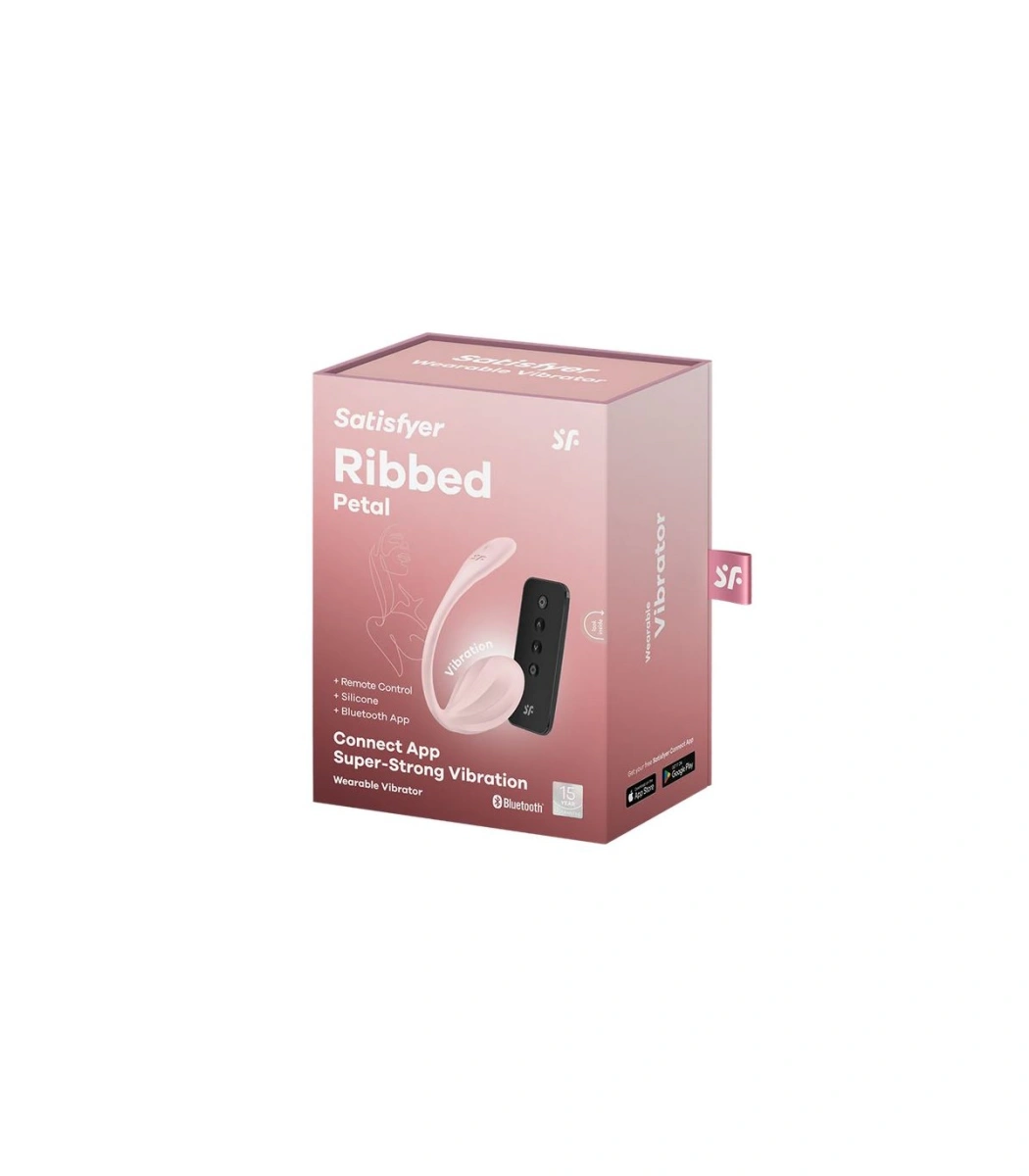 Ou Vibrator Ribbed Petal Satisfyer Free App, Telecomanda Wireless, Silicon, Roz, 23 cm, #5, Erotic24.ro