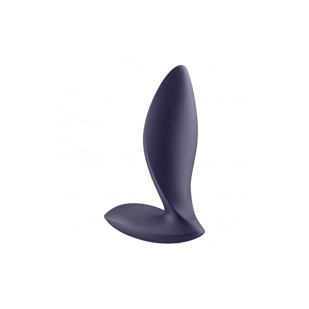 Dop Anal cu Vibratii Power Plug, Free App, Control Bluetooth, Silicon, USB, Mov, 11.3 cm, #4, Erotic24.ro