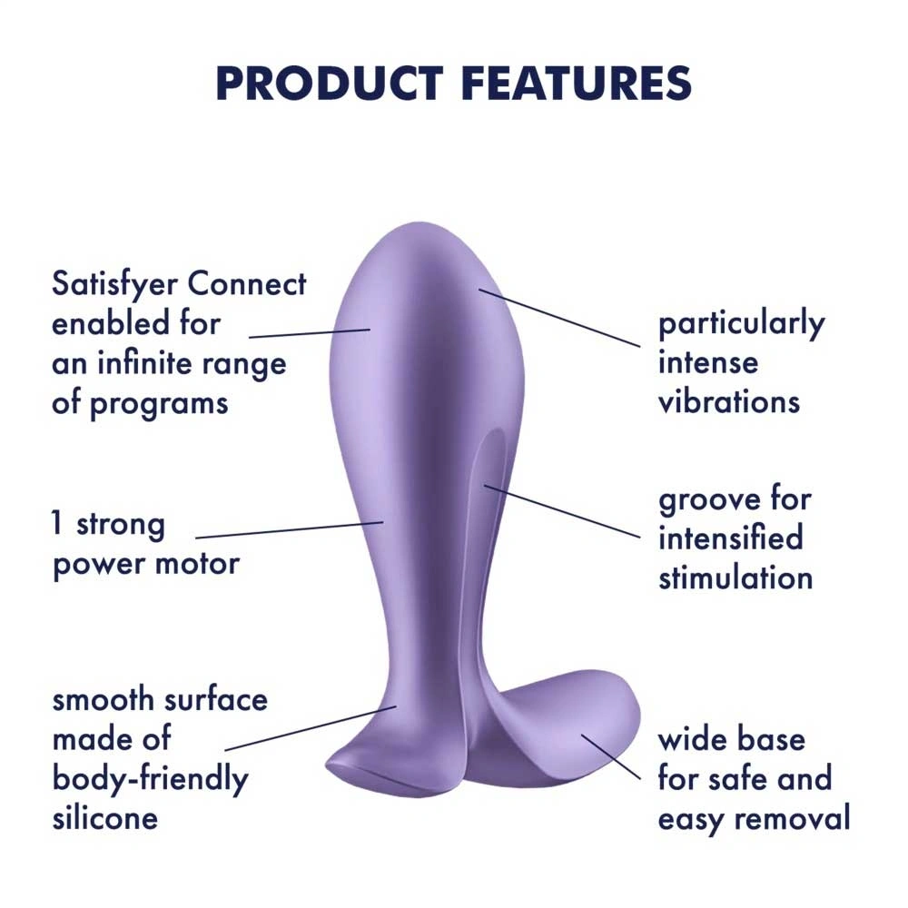 Vibrator Anal Intensity Plug Free App, Bluetooth Control, Silicon, USB, Mov, 11.3 cm, #6, Erotic24.ro