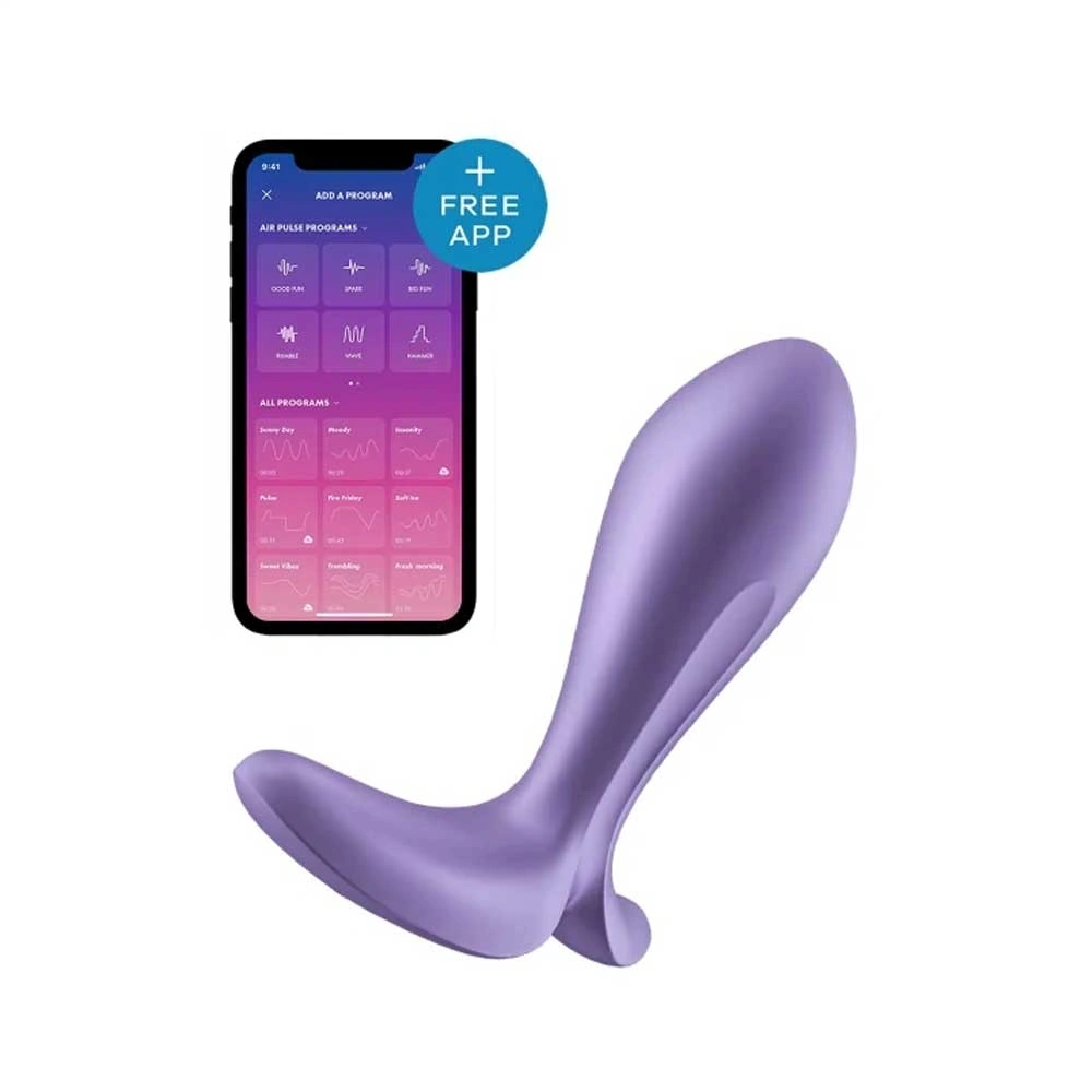Vibrator Anal Intensity Plug Free App, Bluetooth Control, Silicon, USB, Mov, 11.3 cm, #2, Erotic24.ro