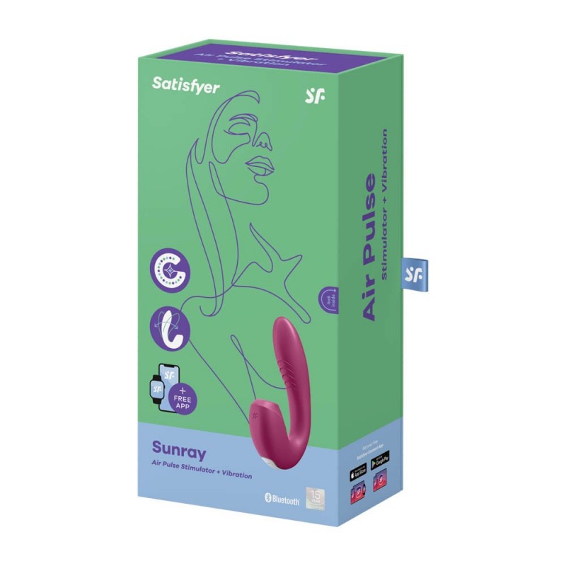 Vibrator Sunray Air Pulse+Vibrator Bluetooth Control Free App Silicon USB Berry, #6, Erotic24.ro