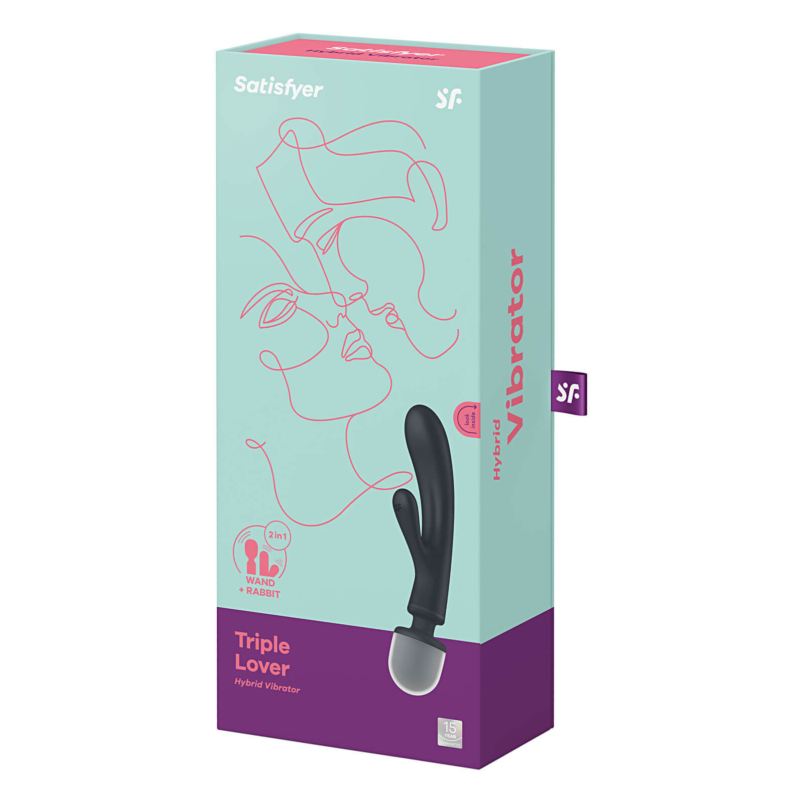 Vibrator Triple Lover Satisfyer, 24 Moduri Vibratii, Silicon, IPX7, USB, Gri, 23.7 cm, #6, Erotic24.ro