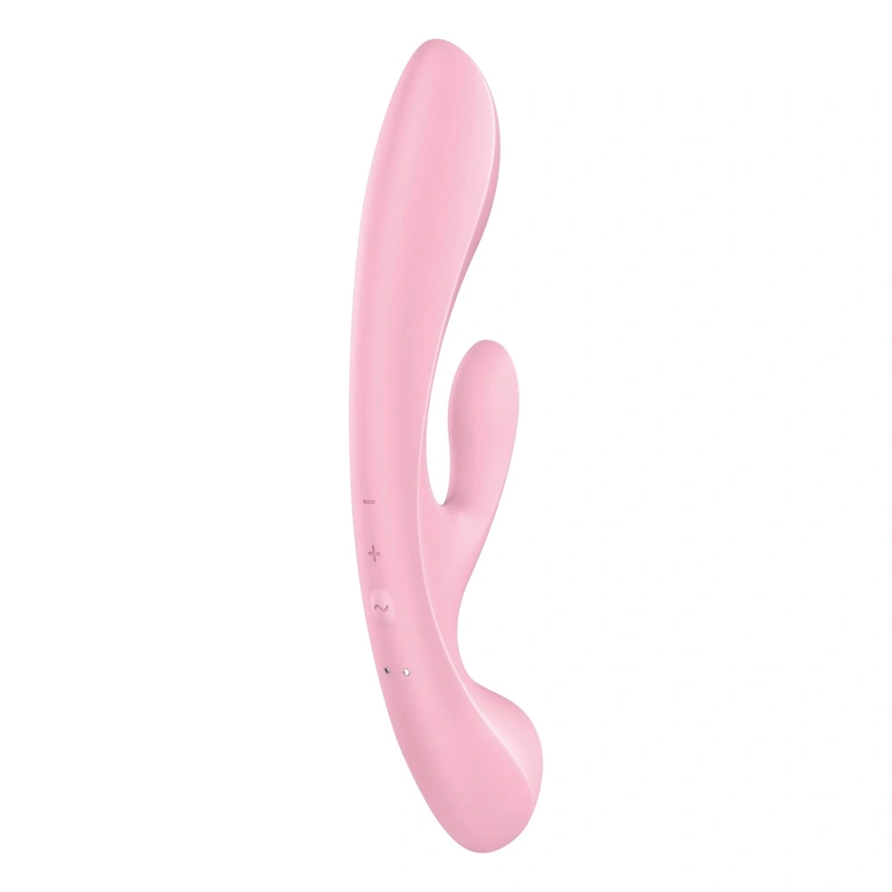 Vibrator Triple Oh 3 in 1, 12 Moduri Vibratii, Silicon, USB, Roz, 23.5 cm, Nr. 5, Erotic24.ro