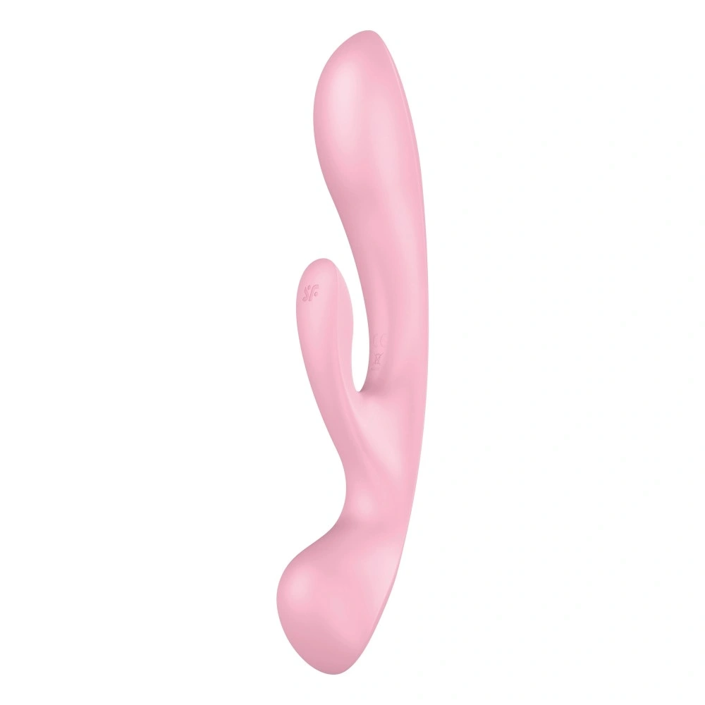 Vibrator Triple Oh 3 in 1, 12 Moduri Vibratii, Silicon, USB, Roz, 23.5 cm, Nr. 2, Erotic24.ro