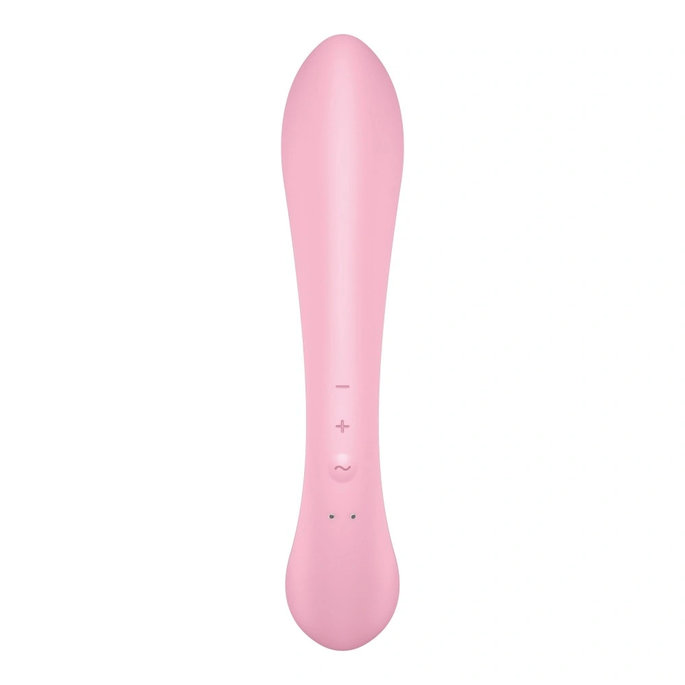 Vibrator Triple Oh 3 in 1, 12 Moduri Vibratii, Silicon, USB, Roz, 23.5 cm, Nr. 4, Erotic24.ro