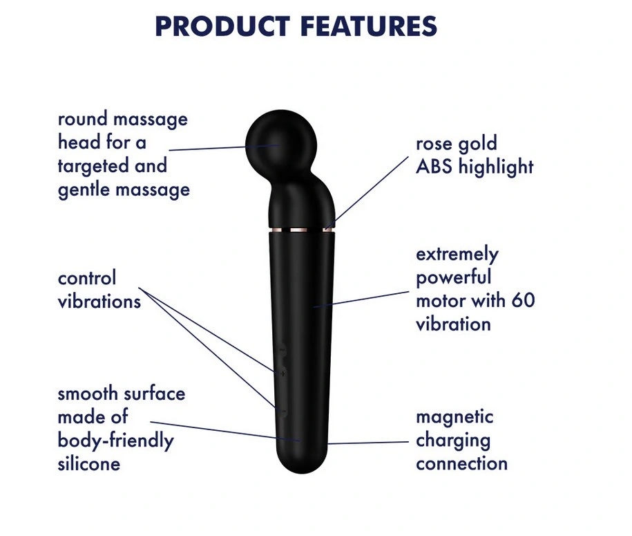 Vibrator Planet Wand-er, 60 Combinatii Stimulatoare, Silicon, USB, Negru, #2, Erotic24.ro