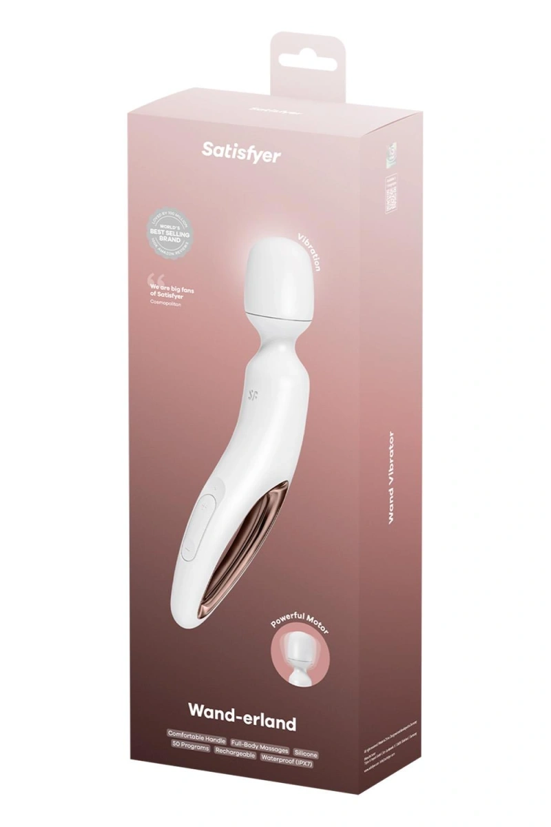 Vibrator Masaj Wand-erland, 50 Programe Vibratii, Silicon, USB, Alb, 34 cm, #6, Erotic24.ro