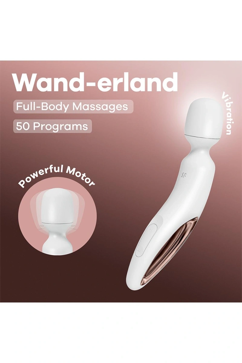 Vibrator Masaj Wand-erland, 50 Programe Vibratii, Silicon, USB, Alb, 34 cm, #5, Erotic24.ro
