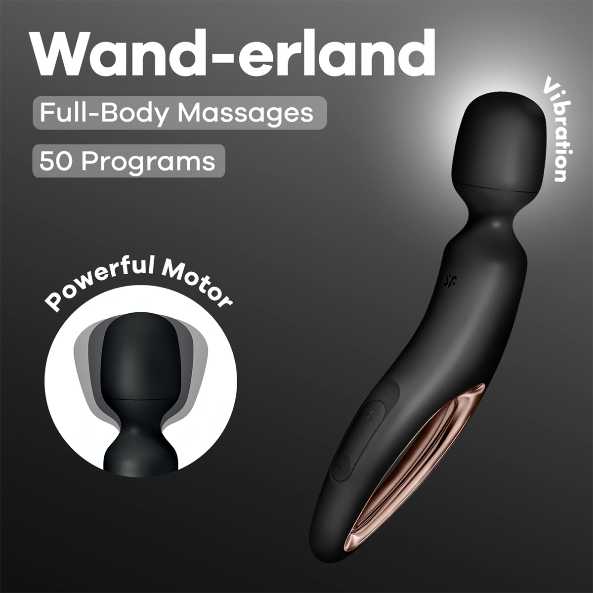 Vibrator Masaj Wand-erland, 50 Programe Vibratii, Silicon, USB, Negru, 34 cm, #5, Erotic24.ro