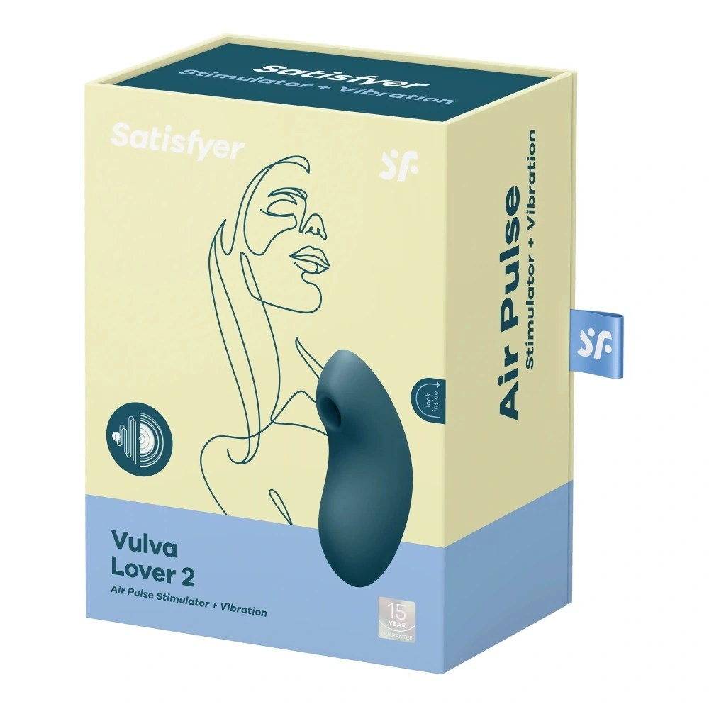 Stimulator Clitoris Vulva Lover 2 Air Pulse+Vibration USB Silicon Albastru, Nr. 4, Erotic24.ro